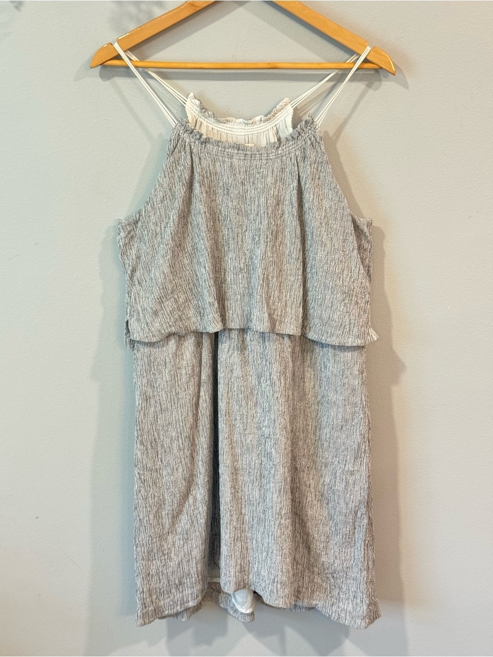 Madewell Gray & White Strappy Midi Dress Sz 12